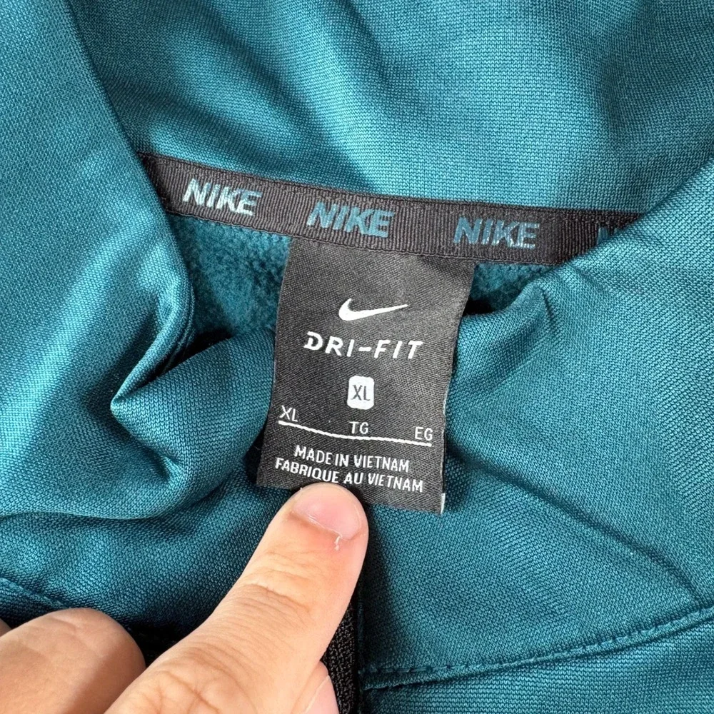 Nike Dri-FIT Mens XL 1/4 Zip Pullover Teal Green Mock Neck Long Sleeve Shirt